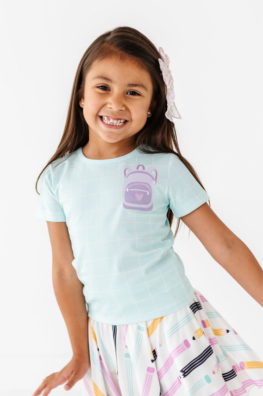 Purple Pocket Backpack Gridded Mint Teet