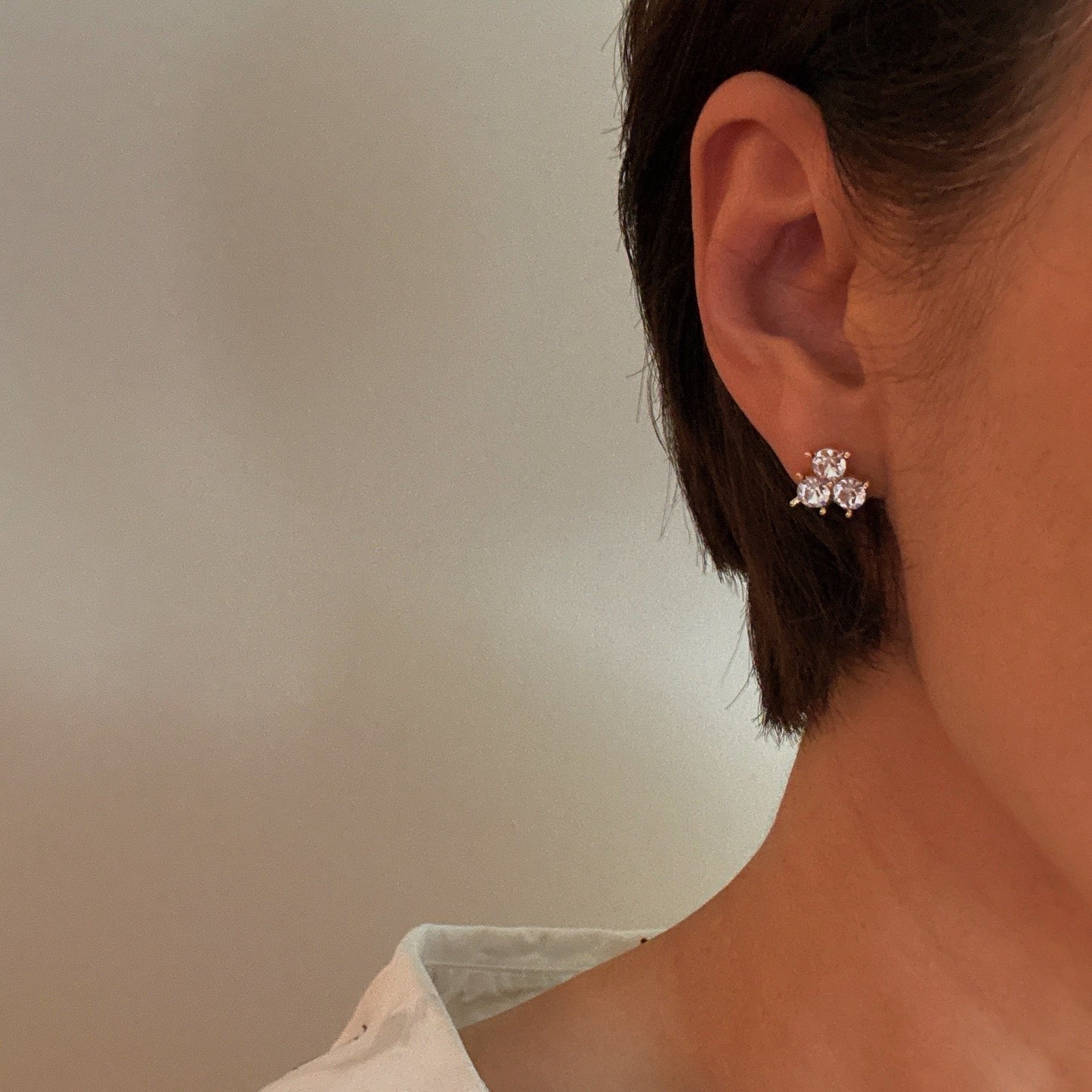 Faceted Trio Crystals Stud Earrings - Aaria Tees