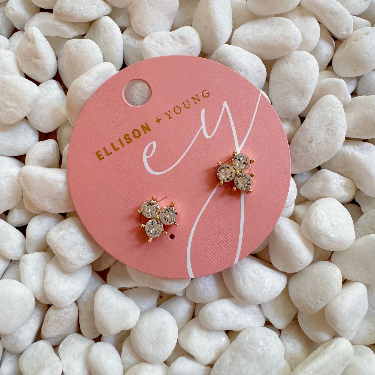 Faceted Trio Crystals Stud Earrings - Aaria Tees