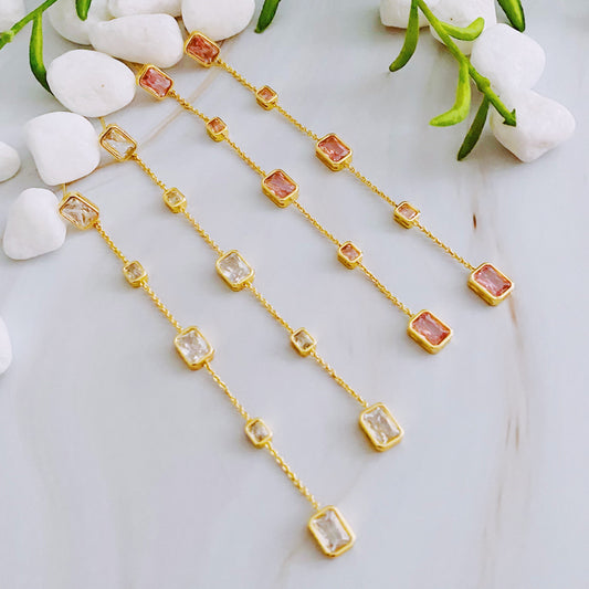 Five Stones Dangle Drop Earrings - Aaria Tees