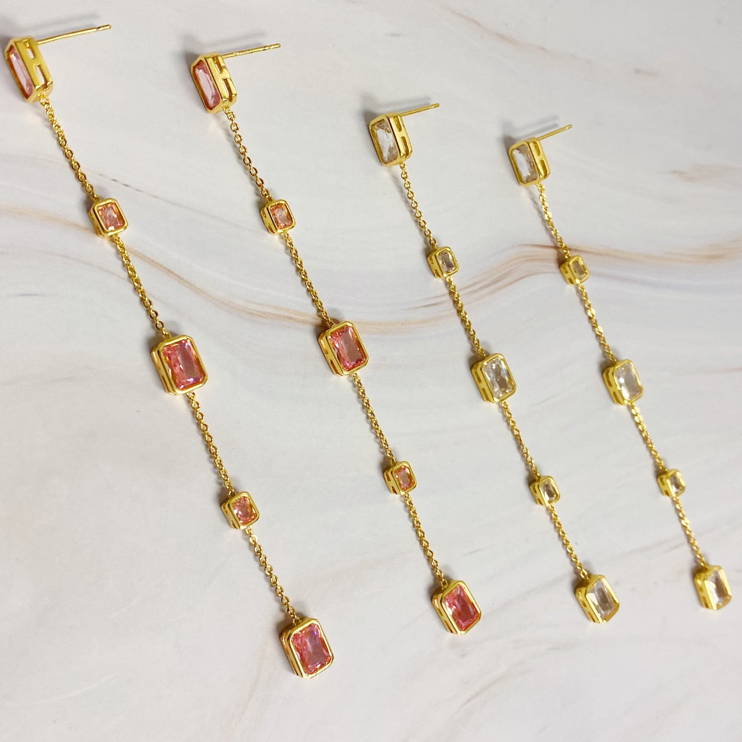 Five Stones Dangle Drop Earrings - Aaria Tees