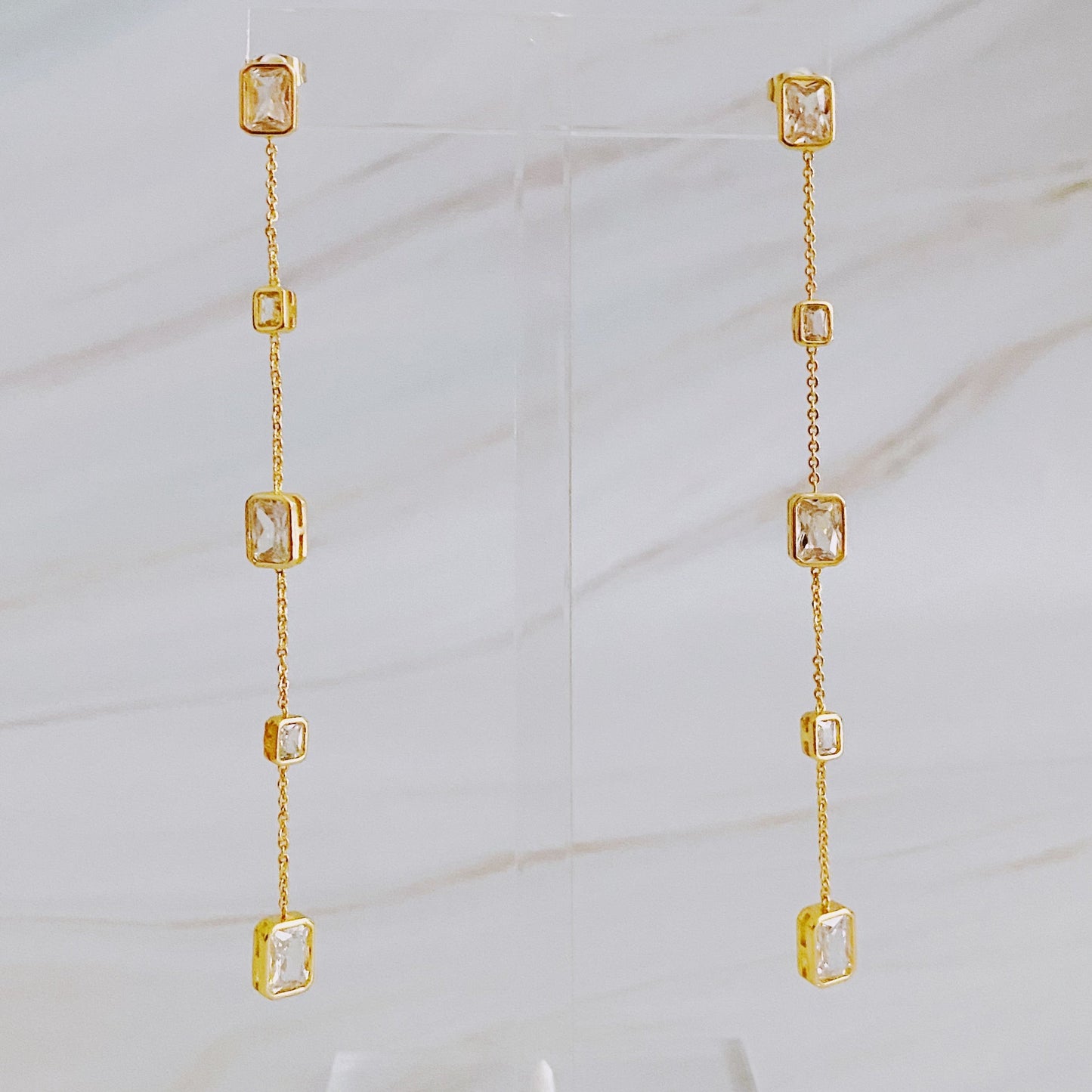 Five Stones Dangle Drop Earrings - Aaria Tees