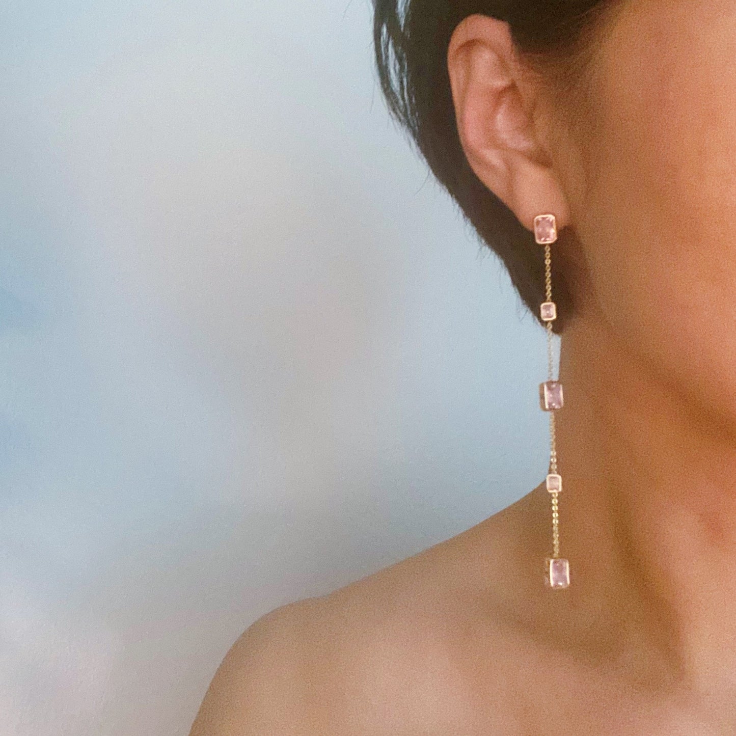 Five Stones Dangle Drop Earrings - Aaria Tees