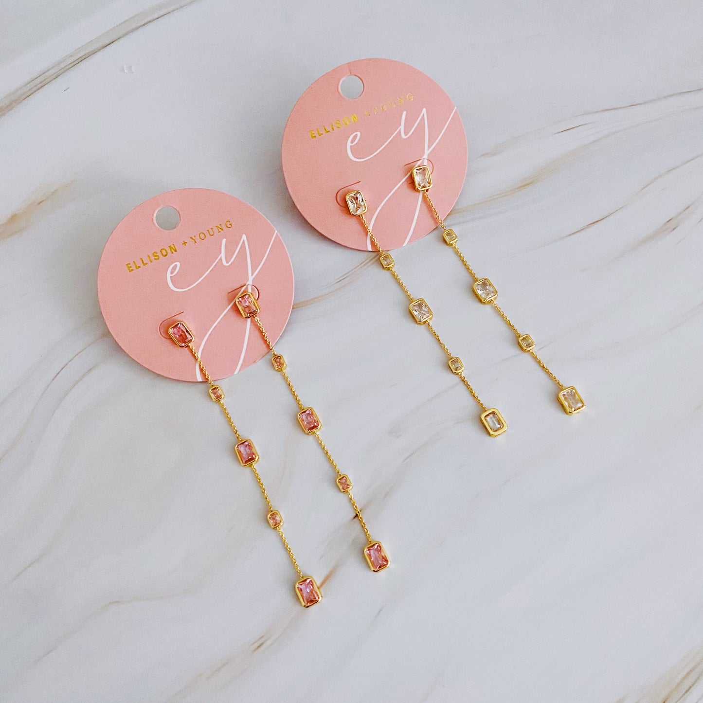 Five Stones Dangle Drop Earrings - Aaria Tees