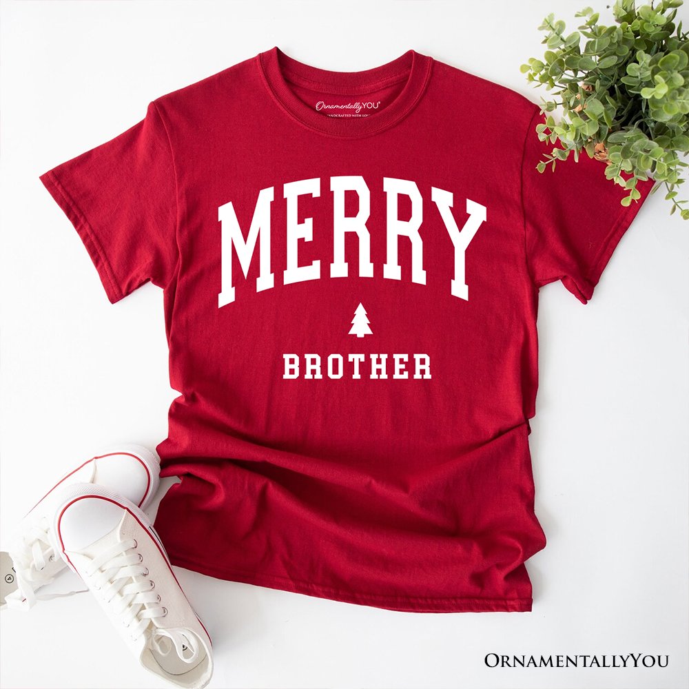 Merry Brother Retro Christmas T-Shirt, Matching Family Holiday Tee
