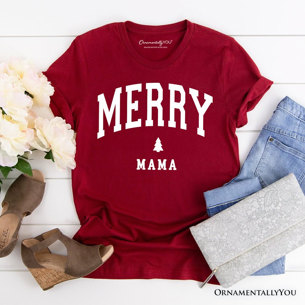 Merry Mama Retro Christmas T-Shirt, Matching Family Holiday Tee