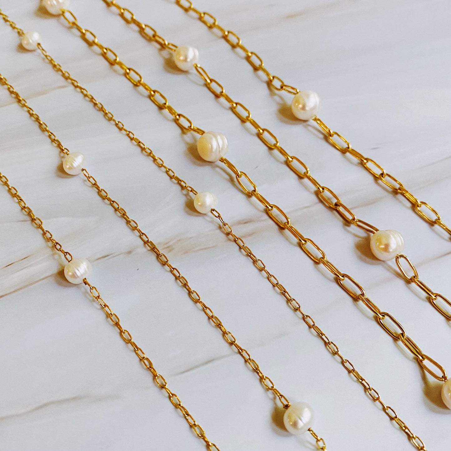 Freshwater Pearl Long Chain Necklace - Aaria Tees
