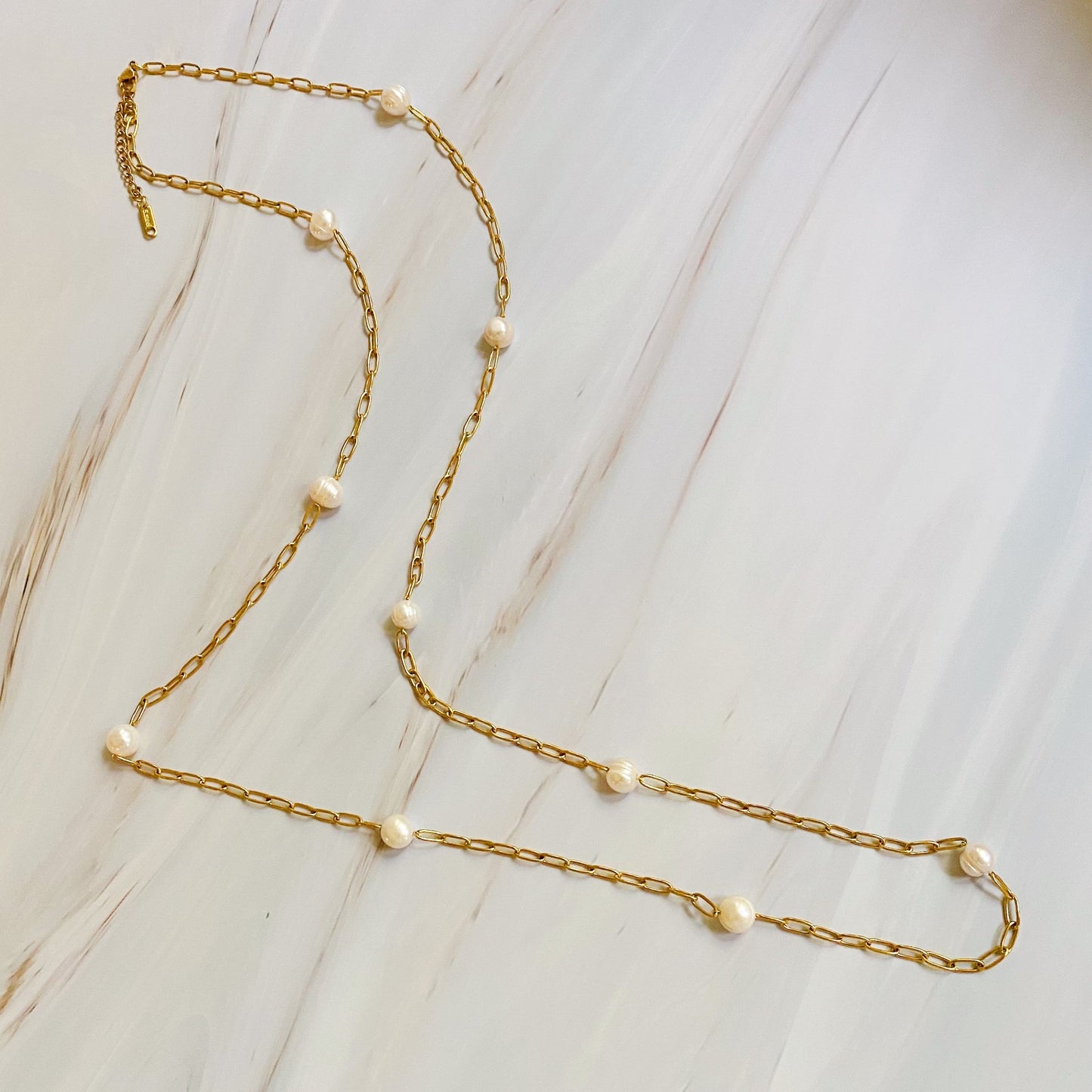 Freshwater Pearl Long Chain Necklace - Aaria Tees