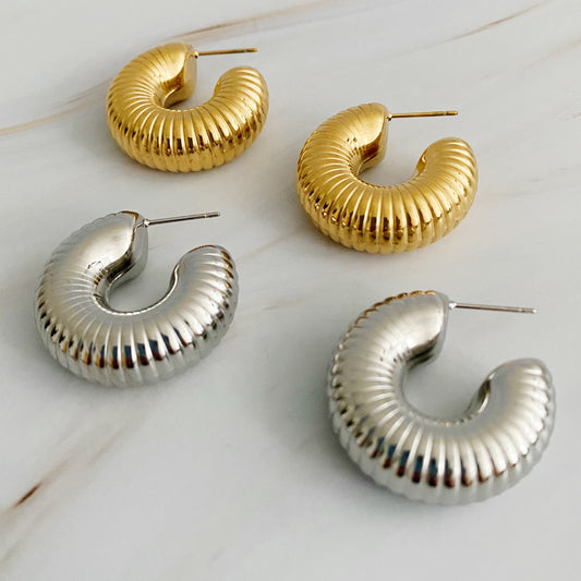 Full Body In Pleats Hoop Earrings - Aaria Tees