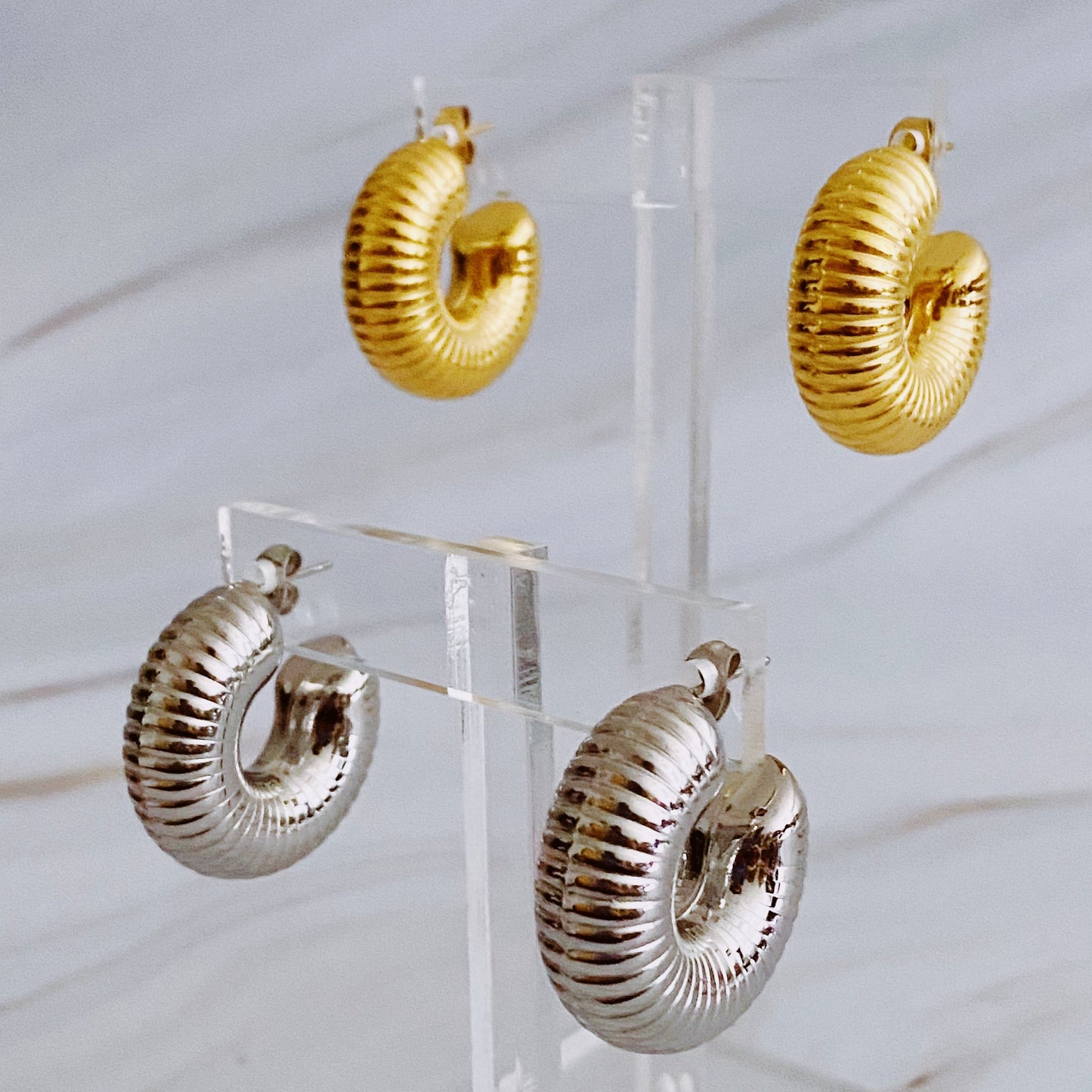 Full Body In Pleats Hoop Earrings - Aaria Tees