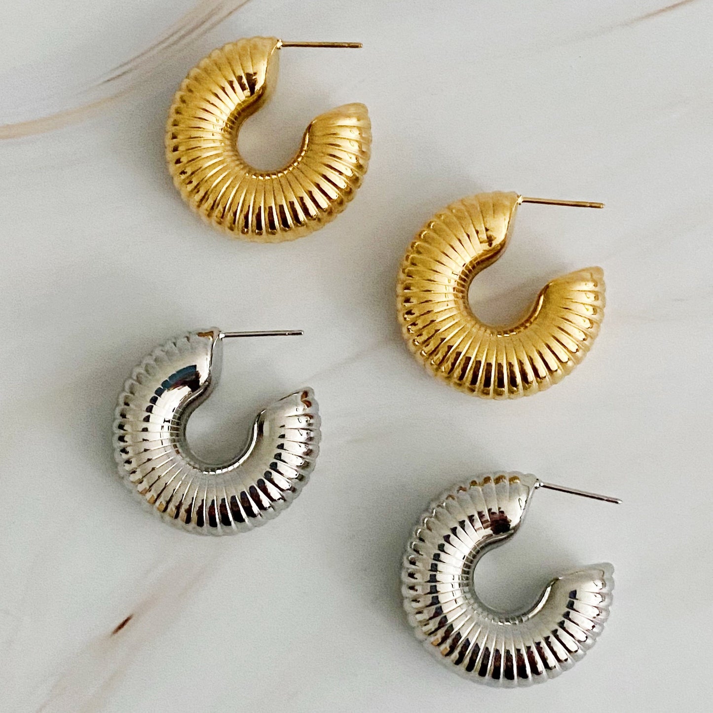 Full Body In Pleats Hoop Earrings - Aaria Tees