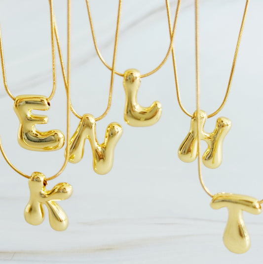 Balloon Letter Initial Necklace - Aaria Tees