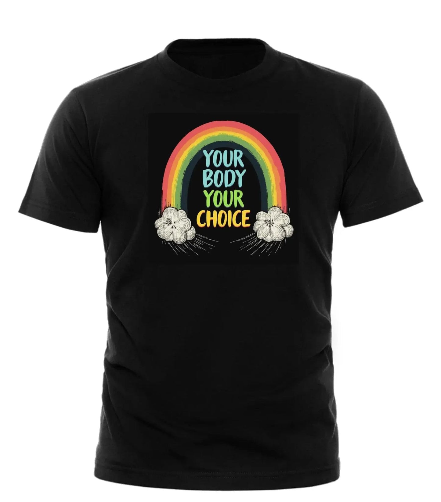 GOOD TROUBLE FASHION Pro Choice Graphic Tee with Rainbow Design
