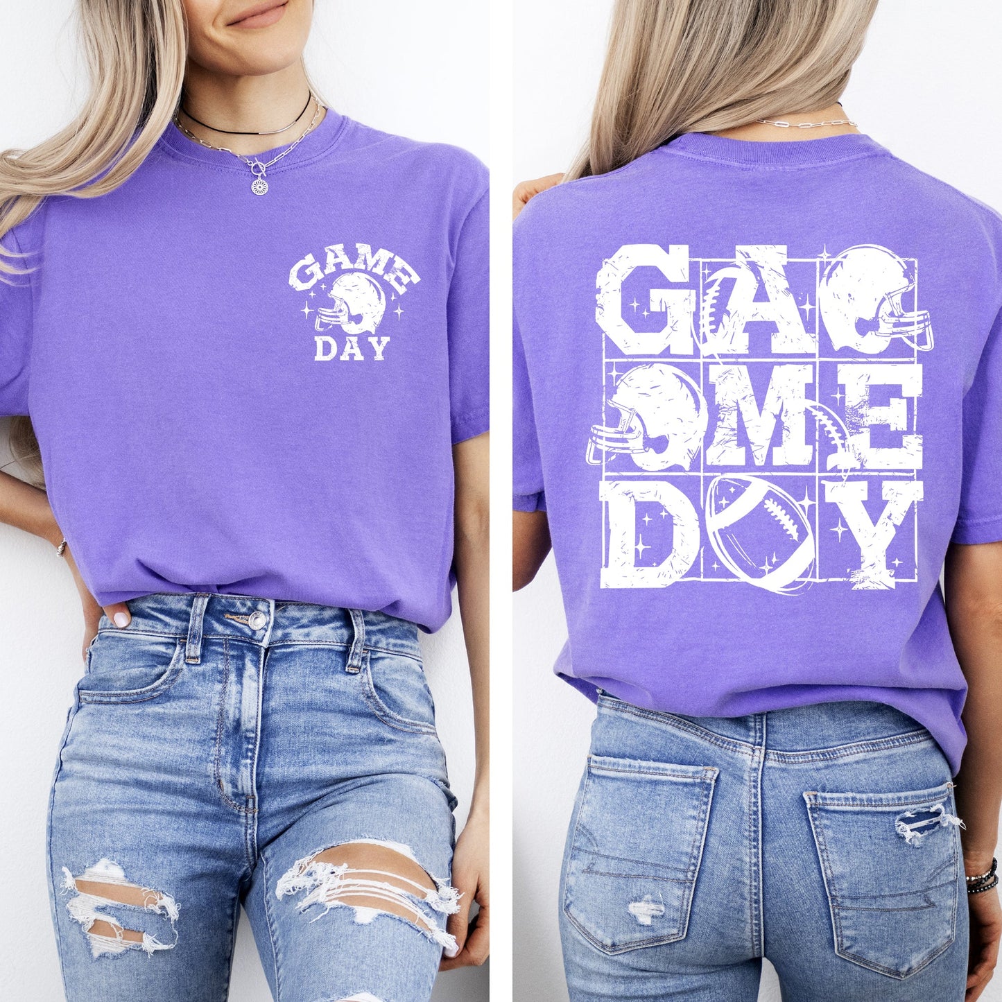 Game Day, Front and Back, Football, Sports, Big Game, Touchdown, Tailgate Party Tshirt Comfort Colors T-Shirt