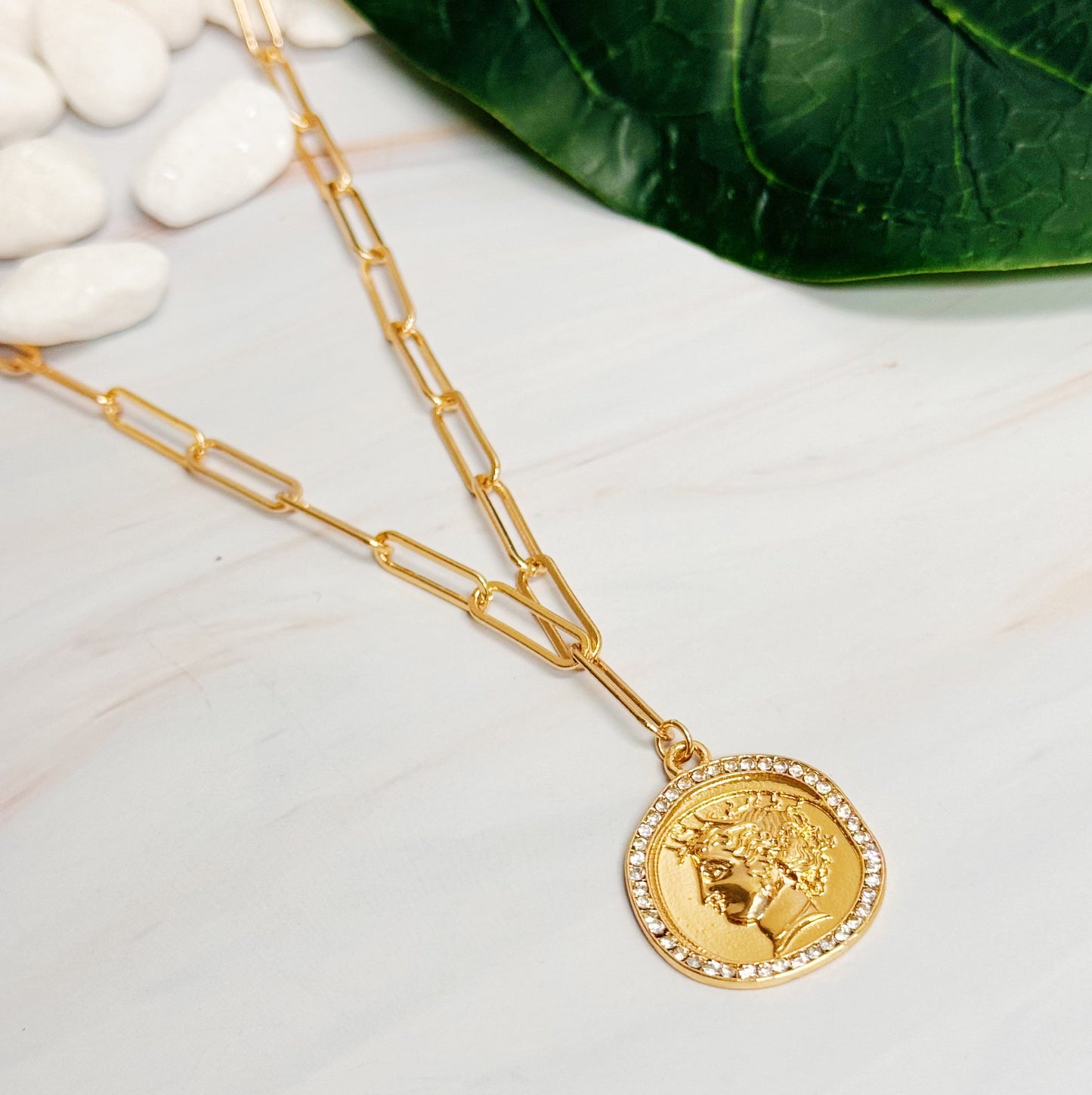 Glam Edge Coin Link Chain Necklace - Aaria Tees