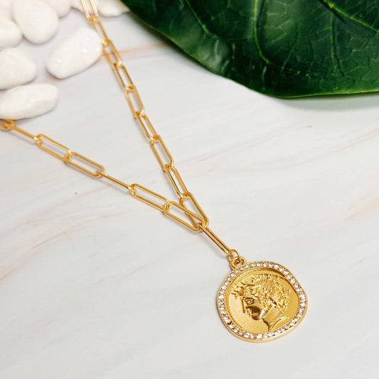 Glam Edge Coin Link Chain Necklace - Aaria Tees