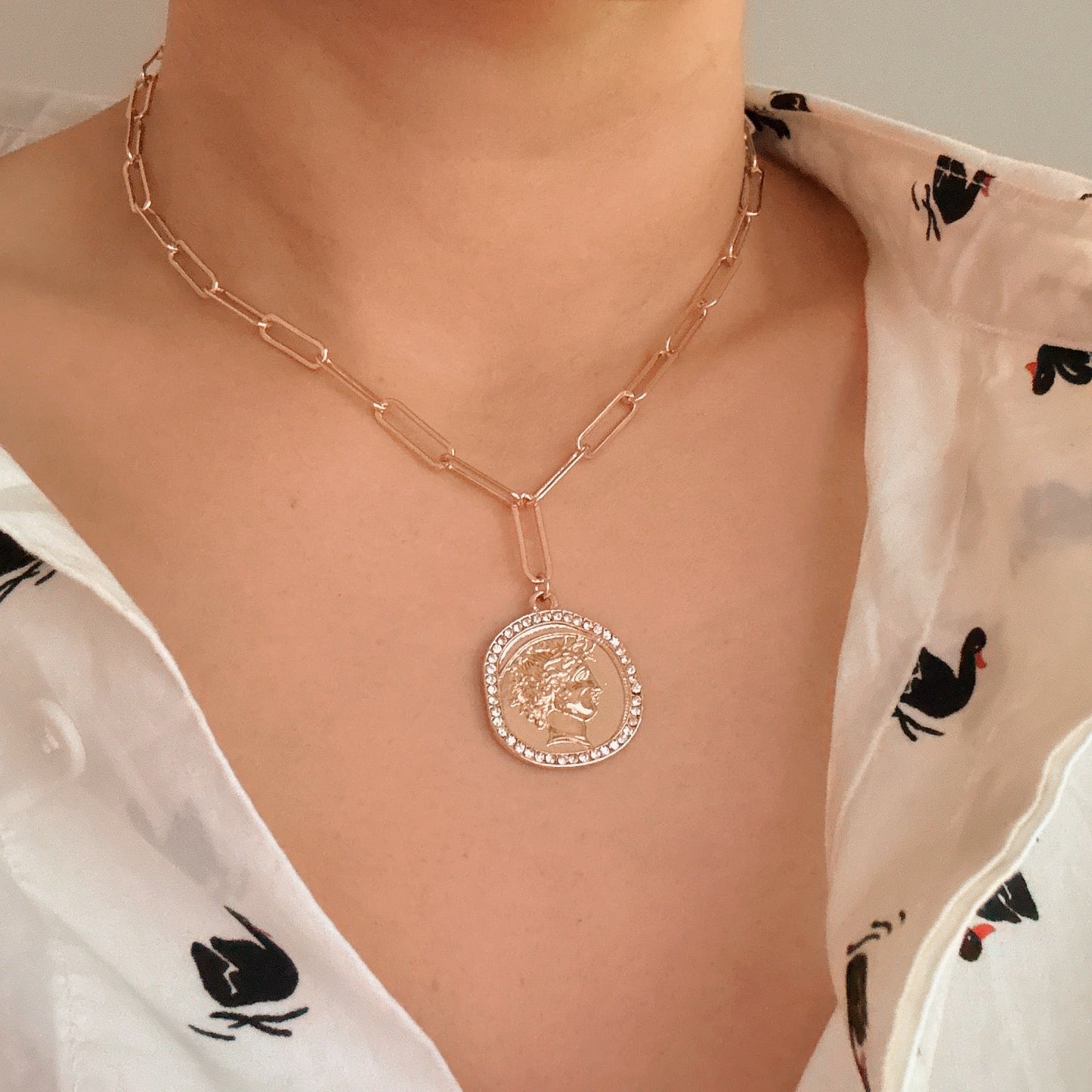 Glam Edge Coin Link Chain Necklace - Aaria Tees
