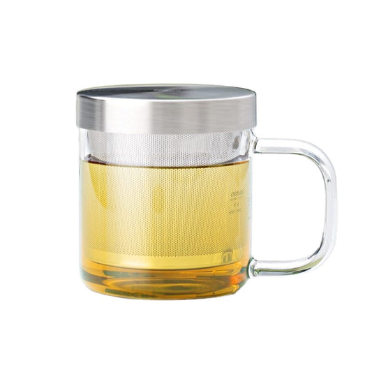 Glass Tea Mug with Stainless Steel Infuser (350ml) - Aaria Tees