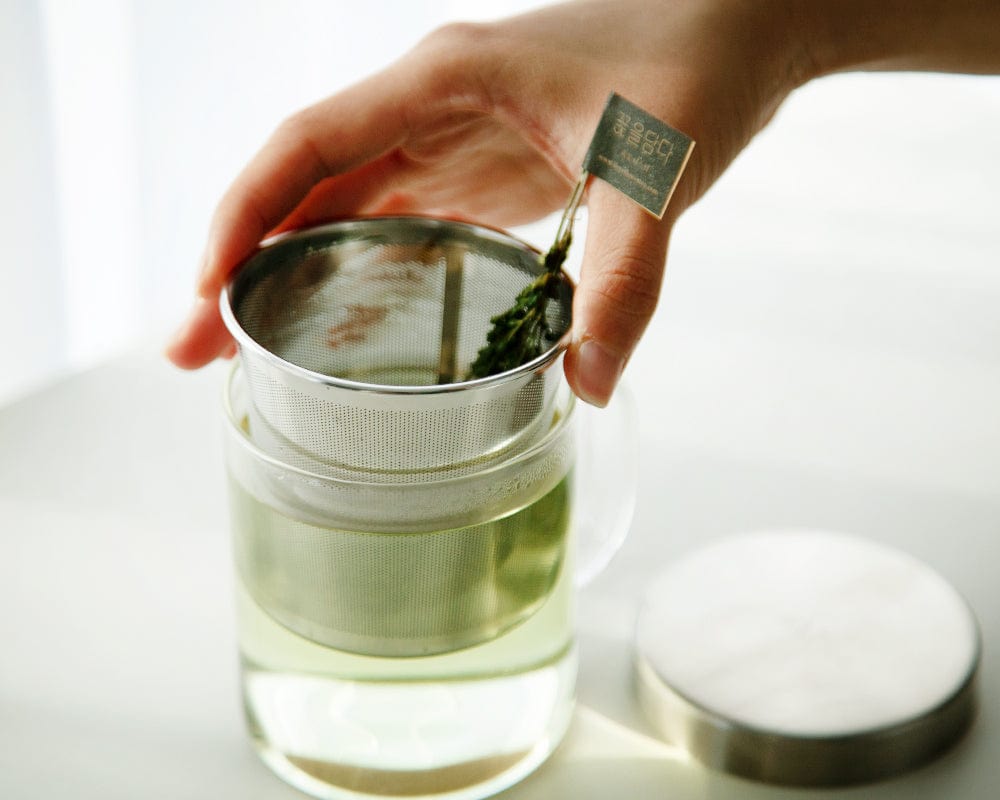 Glass Tea Mug with Stainless Steel Infuser (350ml) - Aaria Tees