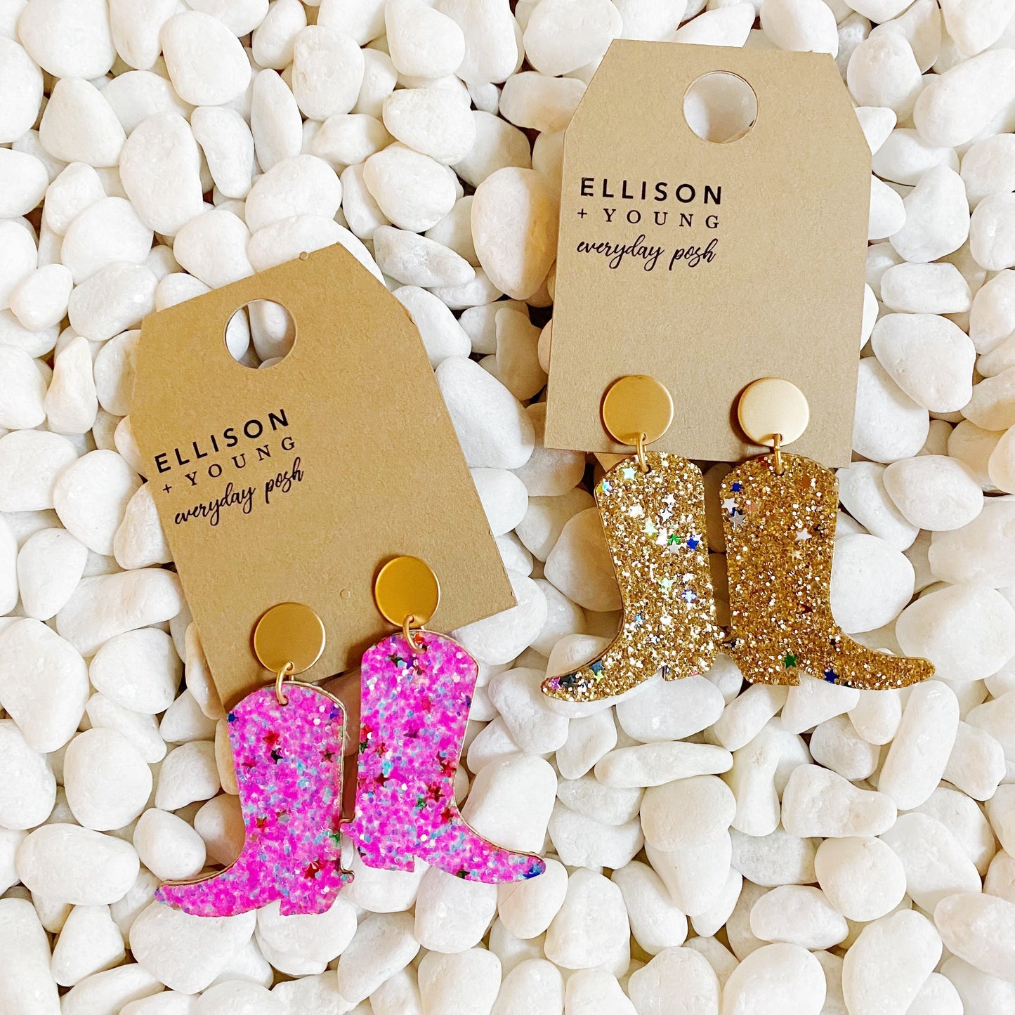 Glittered Up Cowgirl Earrings - Aaria Tees