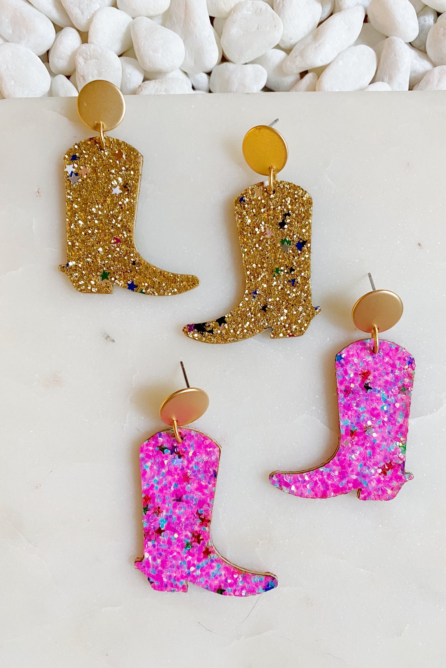 Glittered Up Cowgirl Earrings - Aaria Tees