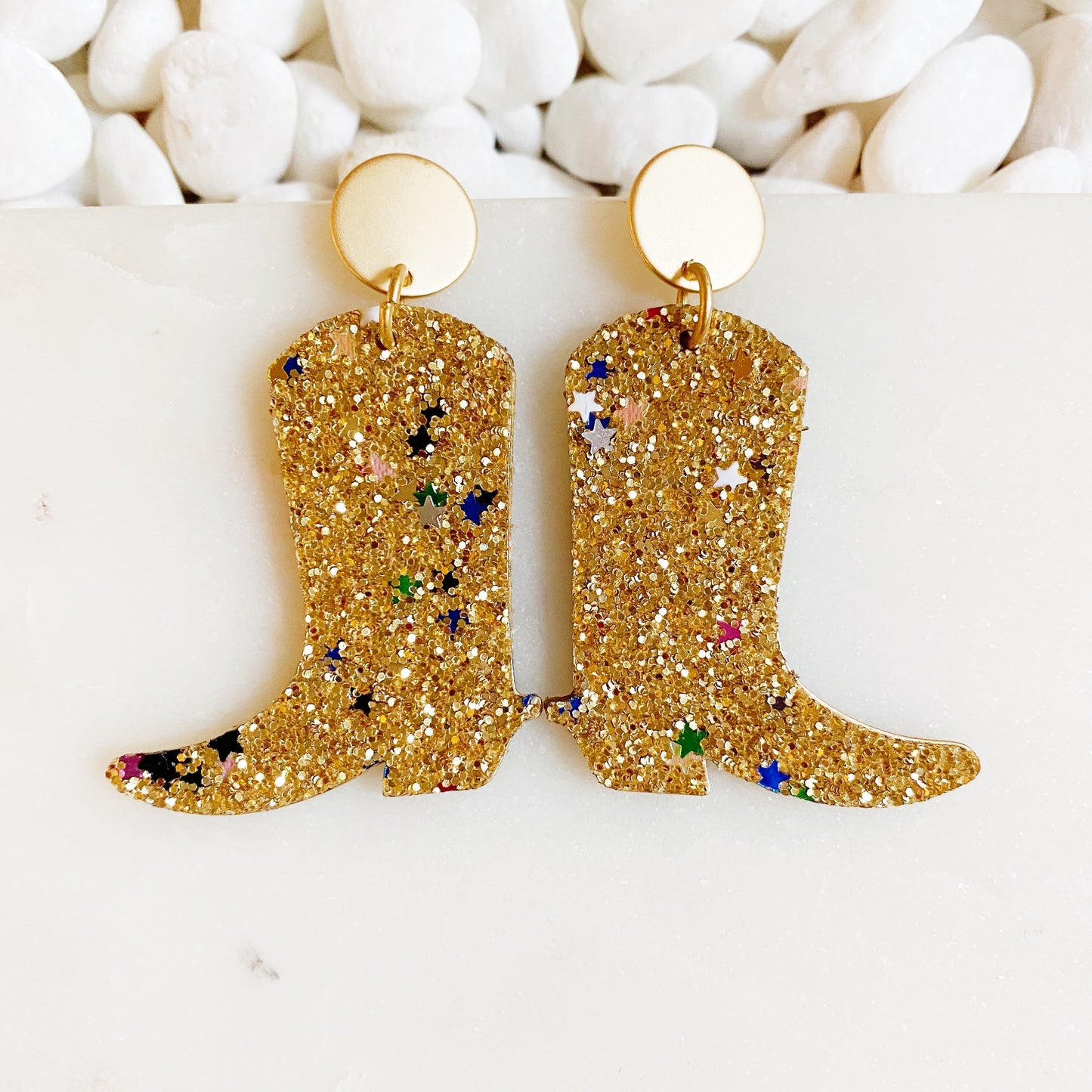 Glittered Up Cowgirl Earrings - Aaria Tees