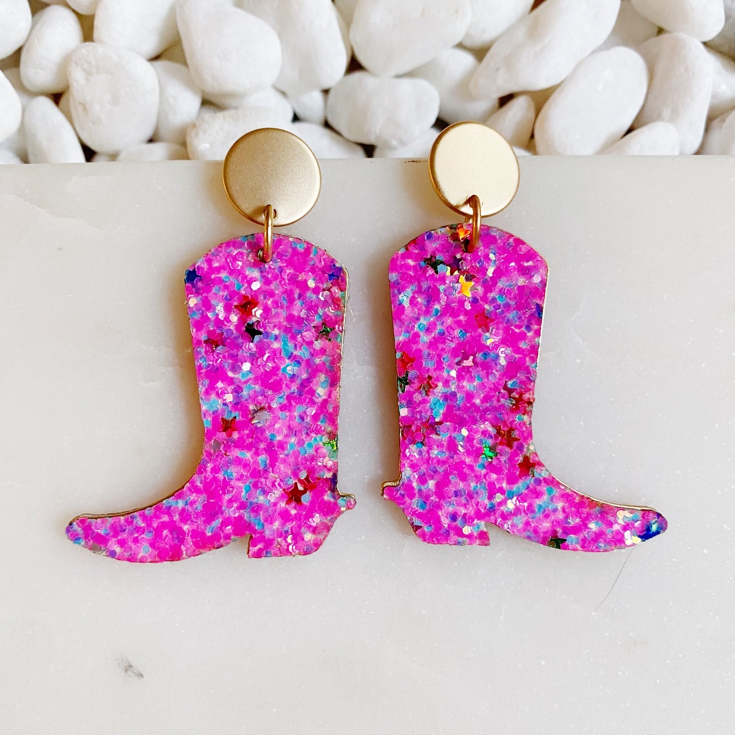 Glittered Up Cowgirl Earrings - Aaria Tees