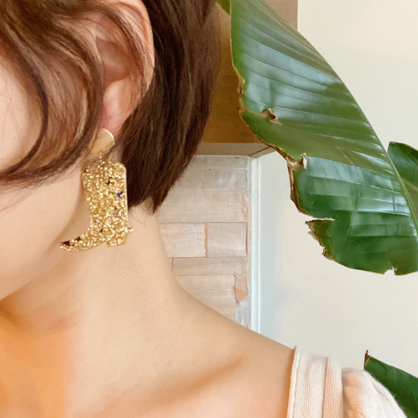 Glittered Up Cowgirl Earrings - Aaria Tees
