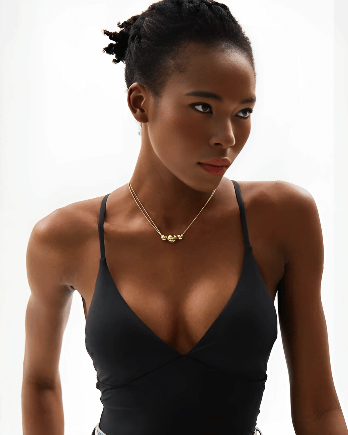 Gold Pendant Necklace - Triple Beads - Aaria Tees