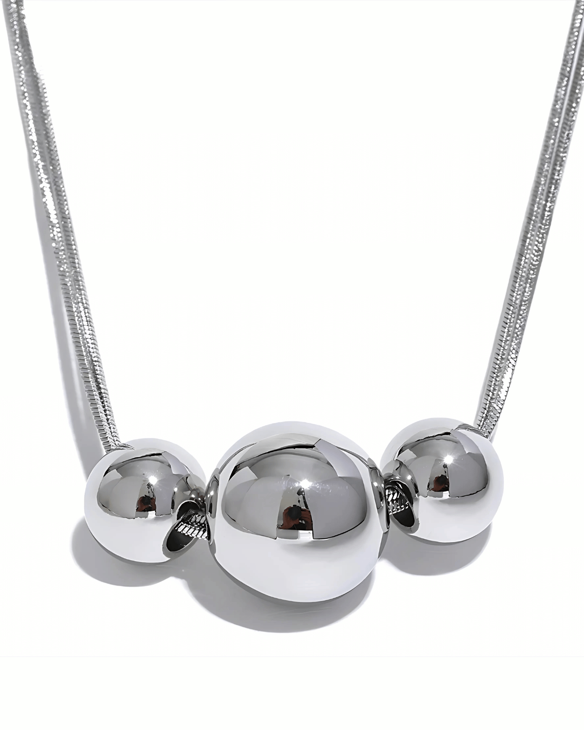 Gold Pendant Necklace - Triple Beads - Aaria Tees