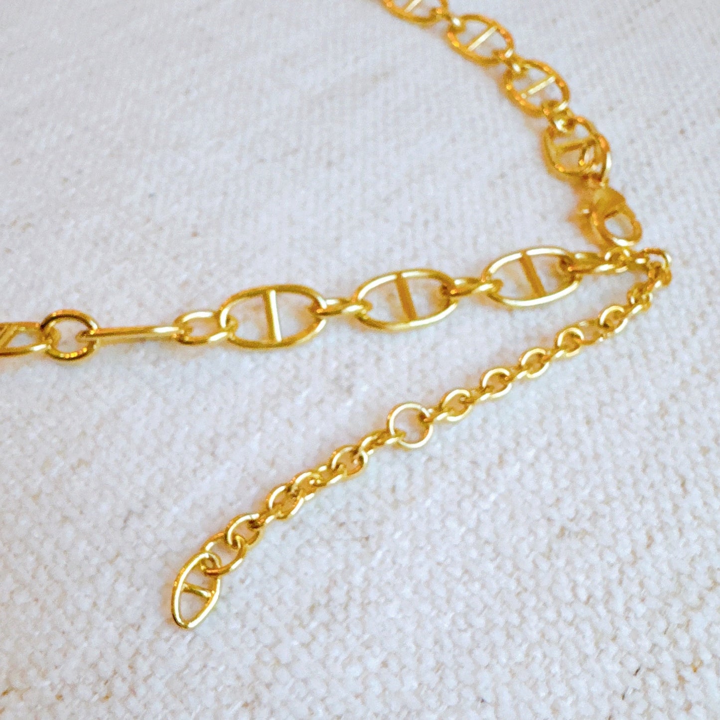 Golden Bit Linked Longer Chain Necklace - Aaria Tees