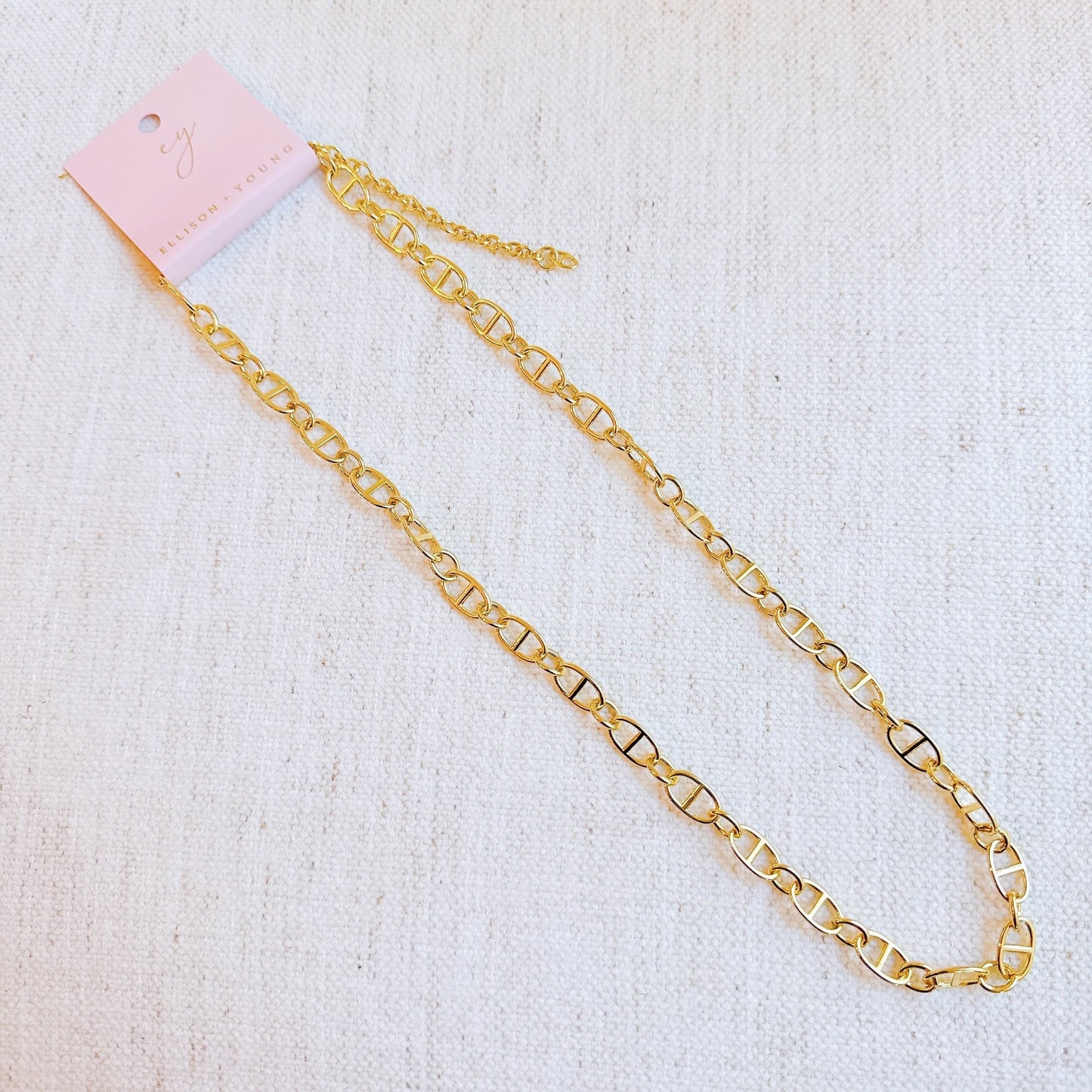Golden Bit Linked Longer Chain Necklace - Aaria Tees