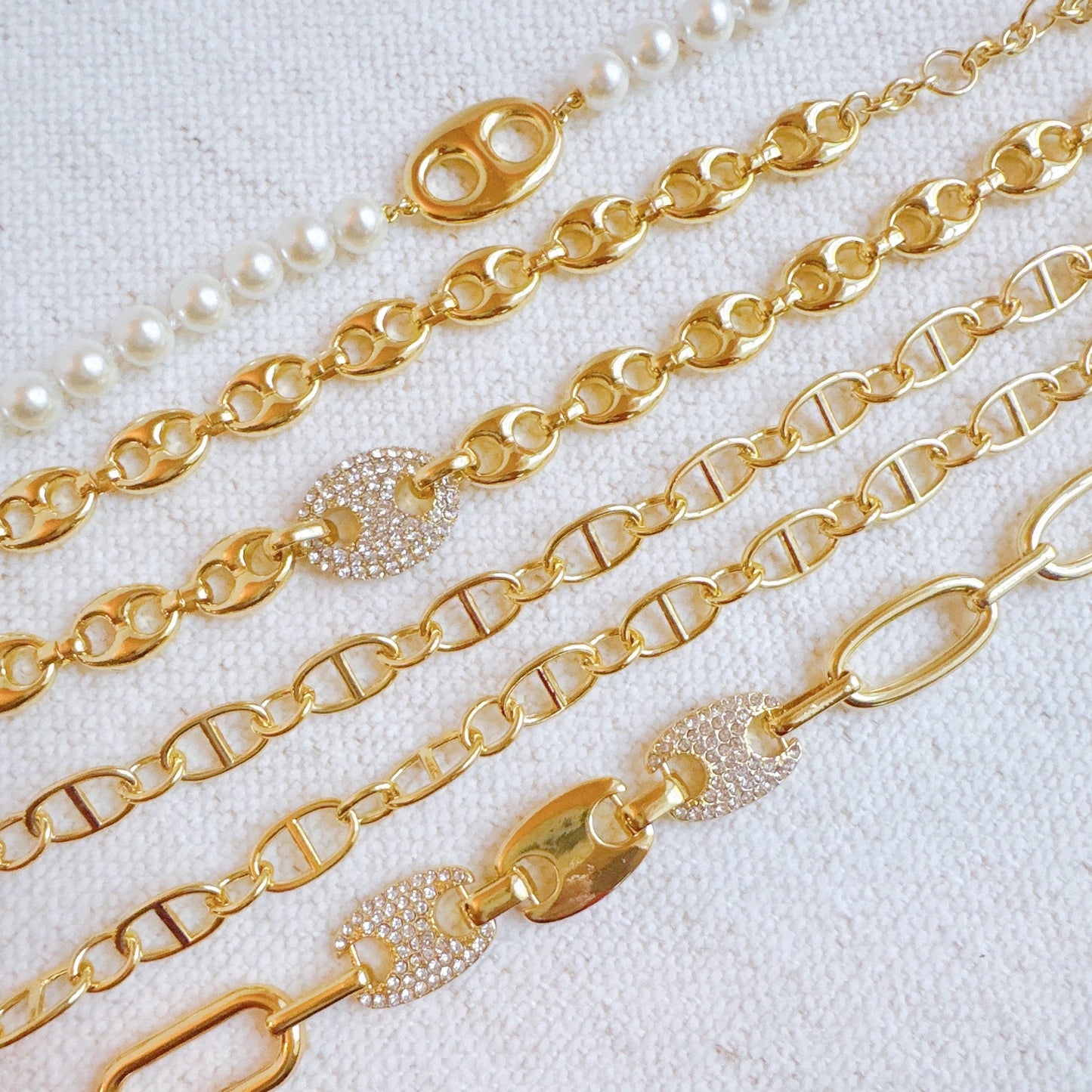 Golden Bit Linked Longer Chain Necklace - Aaria Tees