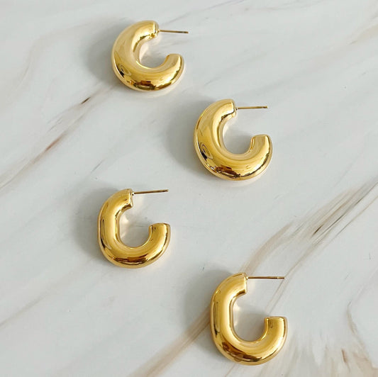 Golden Object Oval Hoop Earrings - Aaria Tees