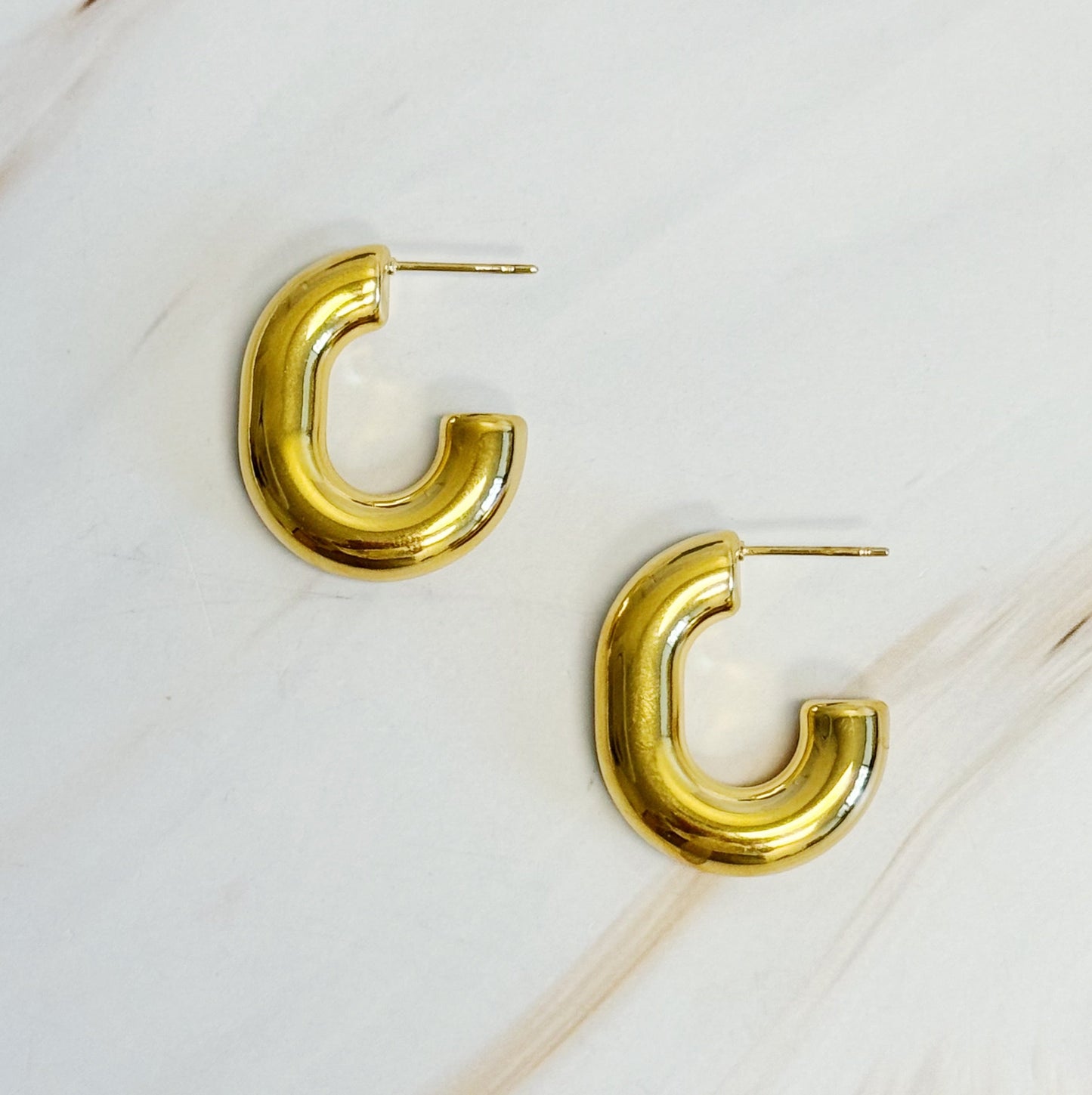 Golden Object Oval Hoop Earrings - Aaria Tees
