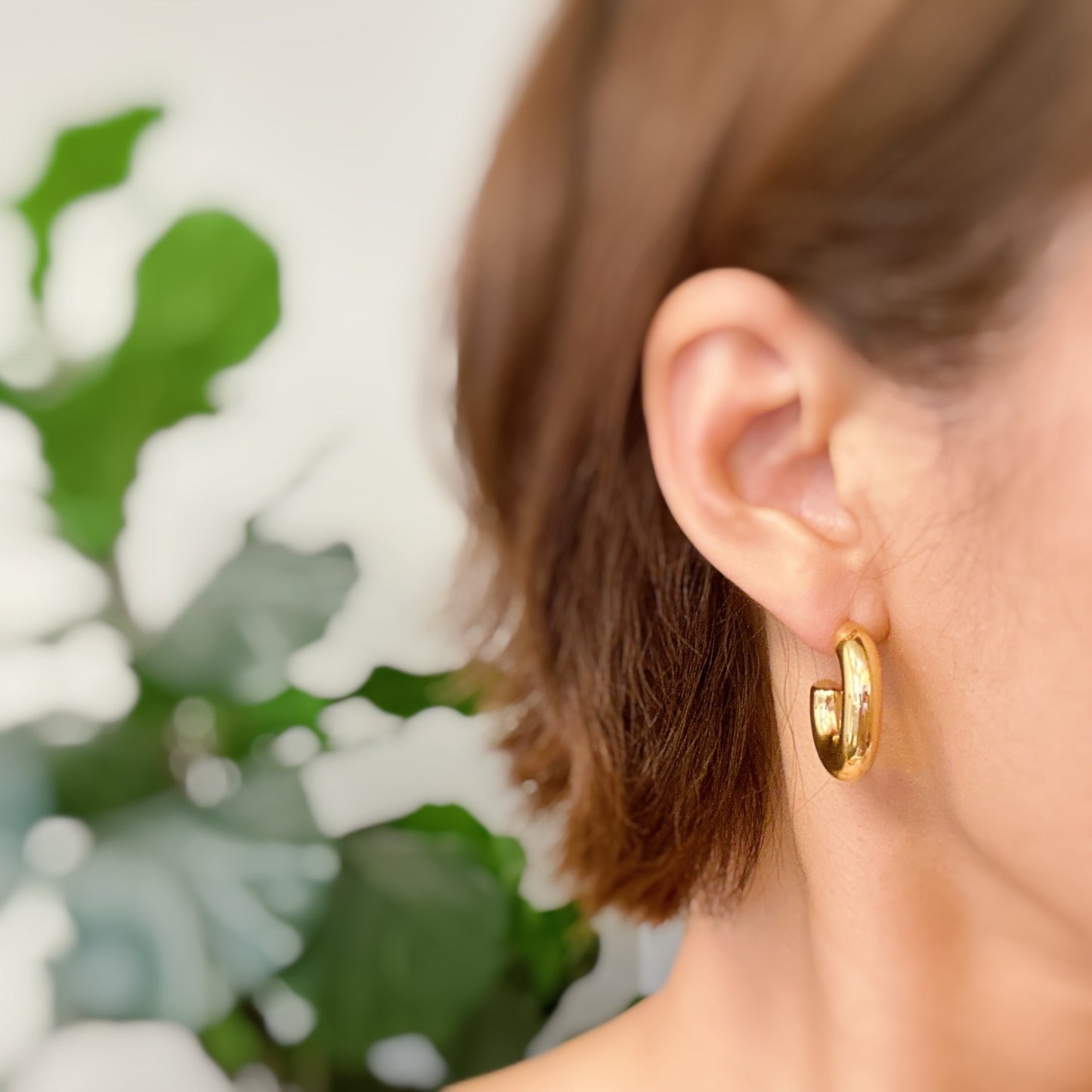 Golden Object Oval Hoop Earrings - Aaria Tees