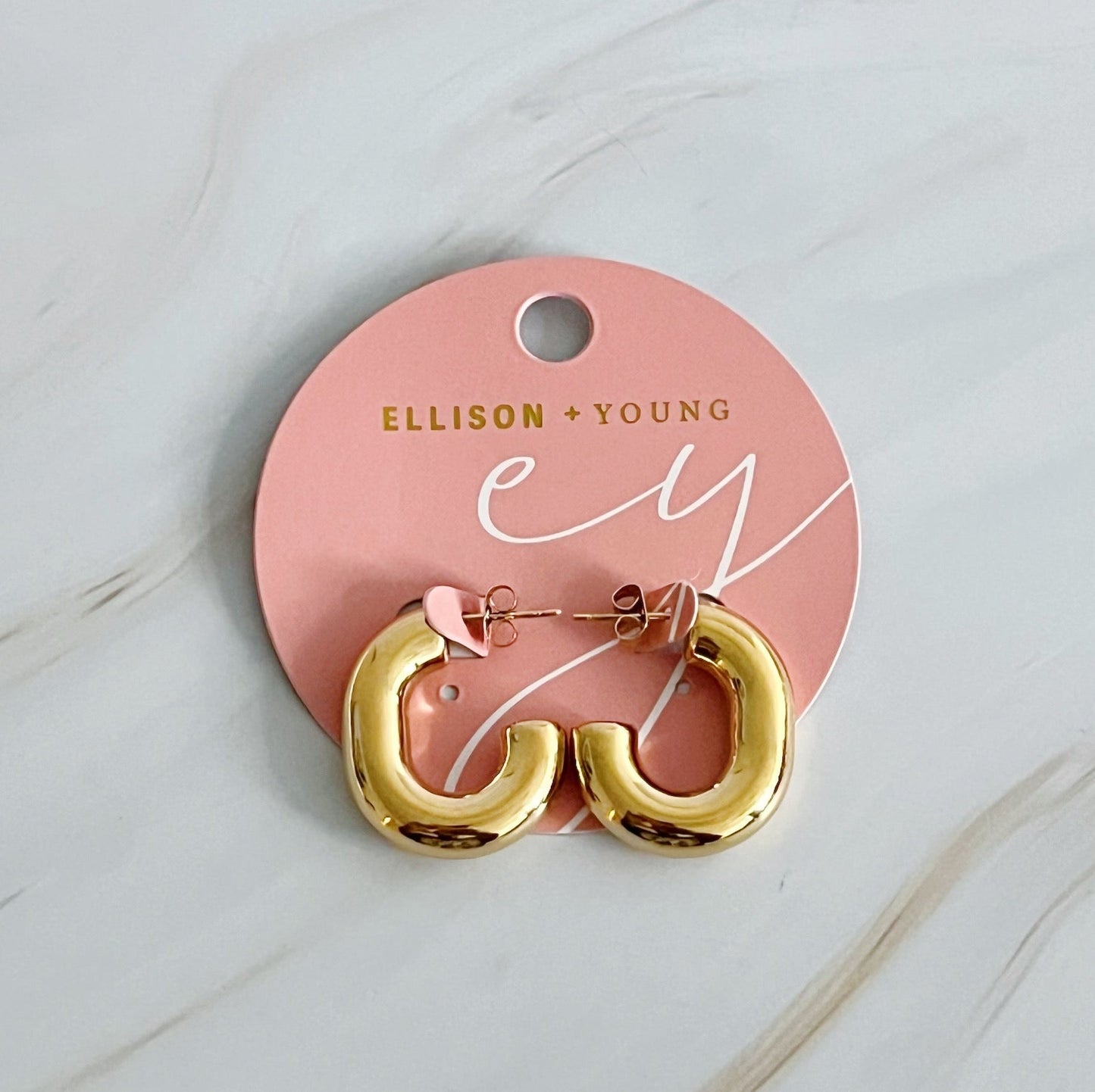 Golden Object Oval Hoop Earrings - Aaria Tees