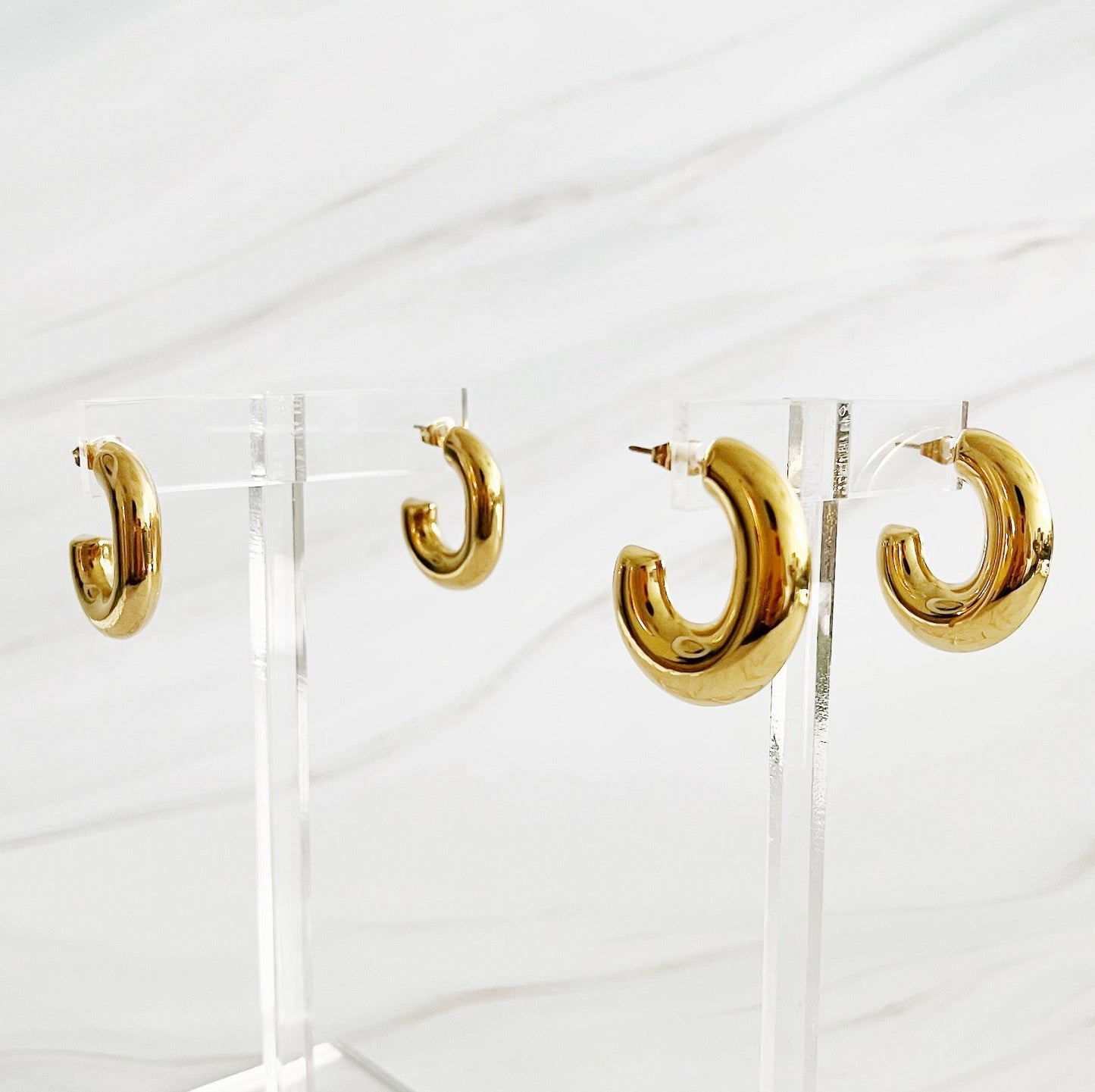 Golden Object Oval Hoop Earrings - Aaria Tees