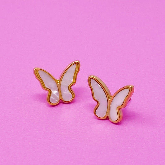 Golden Shell Butterfly Earrings - Aaria Tees
