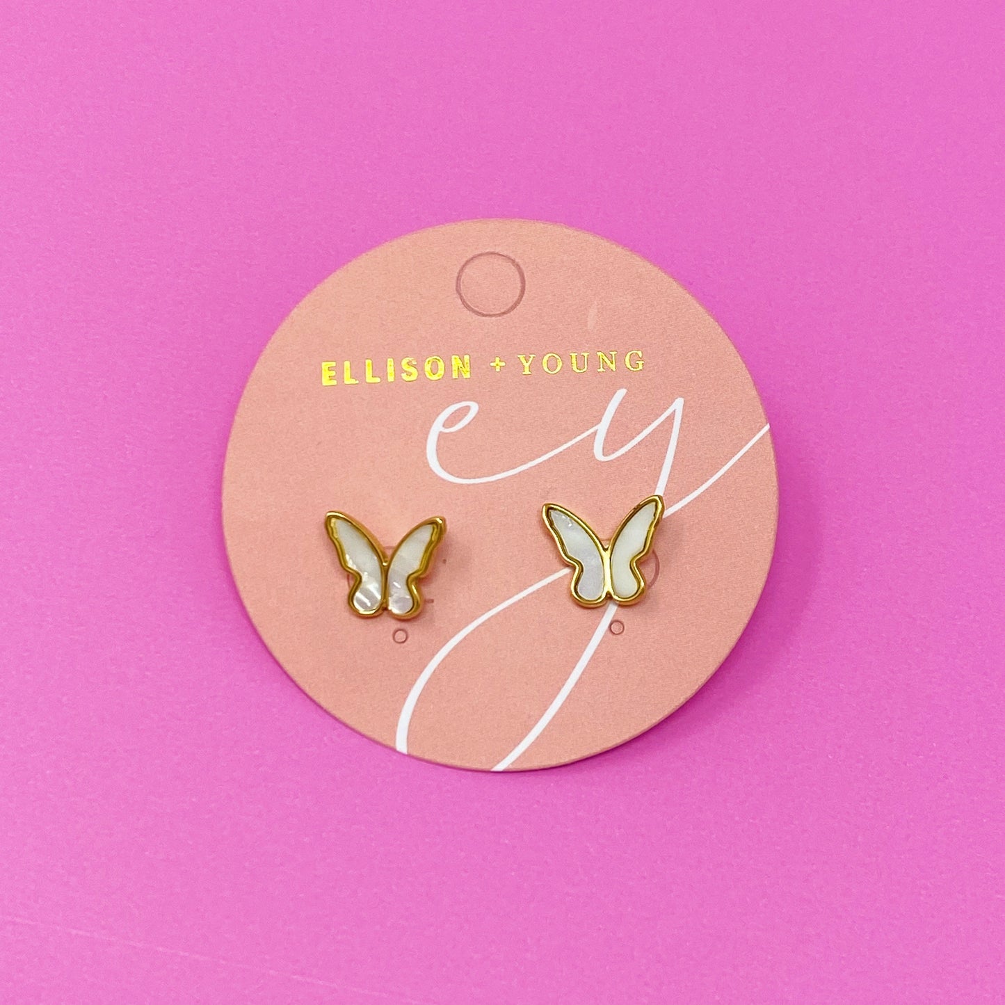 Golden Shell Butterfly Earrings - Aaria Tees