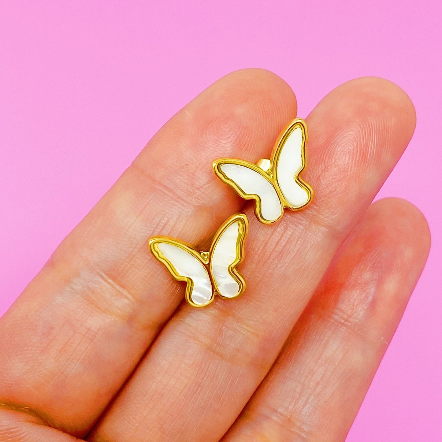 Golden Shell Butterfly Earrings - Aaria Tees
