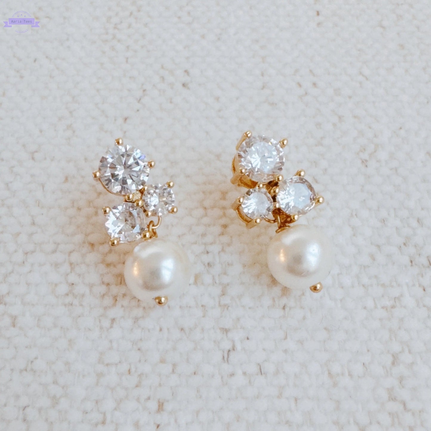 Golden Sparkle Pearl Drop Earrings Ellisonyoung.com