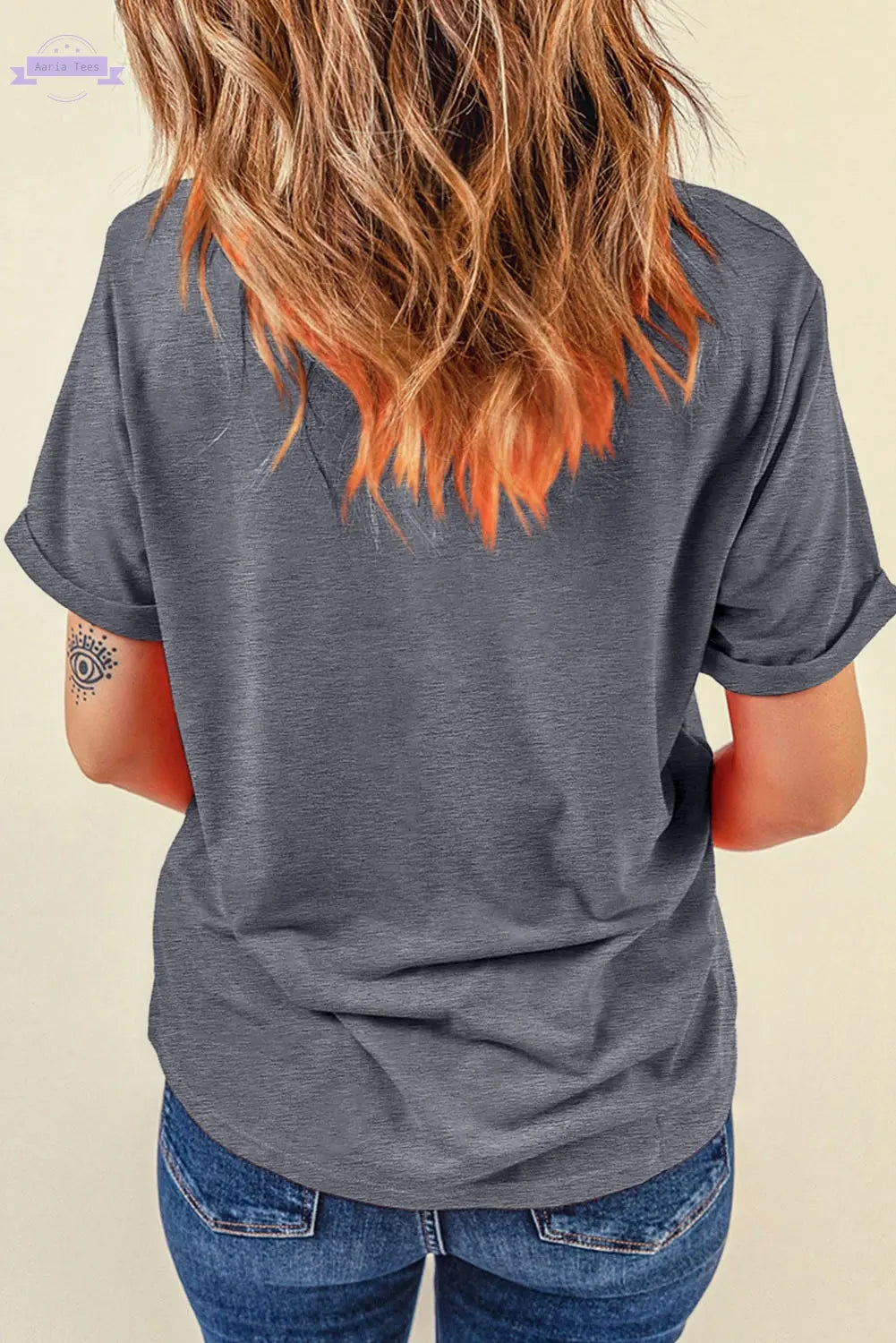 Gray Baseball Bowknot Graphic Casual Tee Aaria Tees