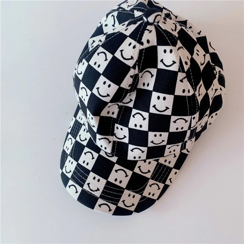 Checkered Smiley Face Baseball Cap
