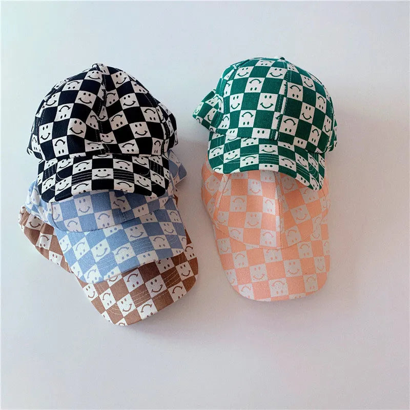 Checkered Smiley Face Baseball Cap