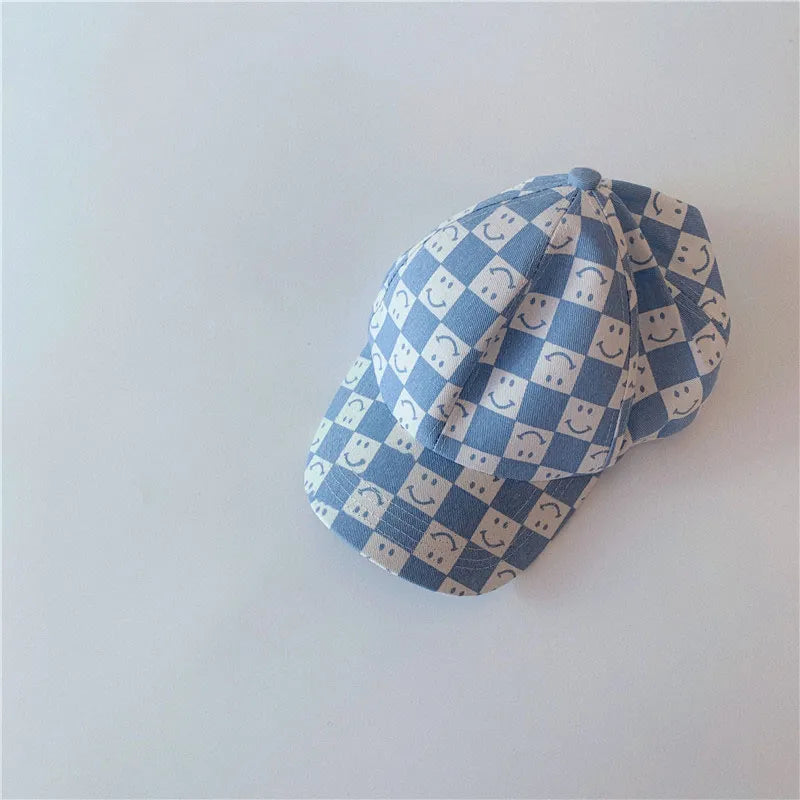 Checkered Smiley Face Baseball Cap