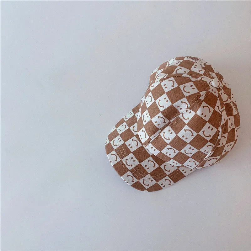 Checkered Smiley Face Baseball Cap