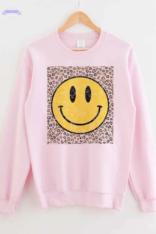 HAPPY LEOPARD GRAPHIC SWEATSHIRT PLUS SIZE - Aaria Tees