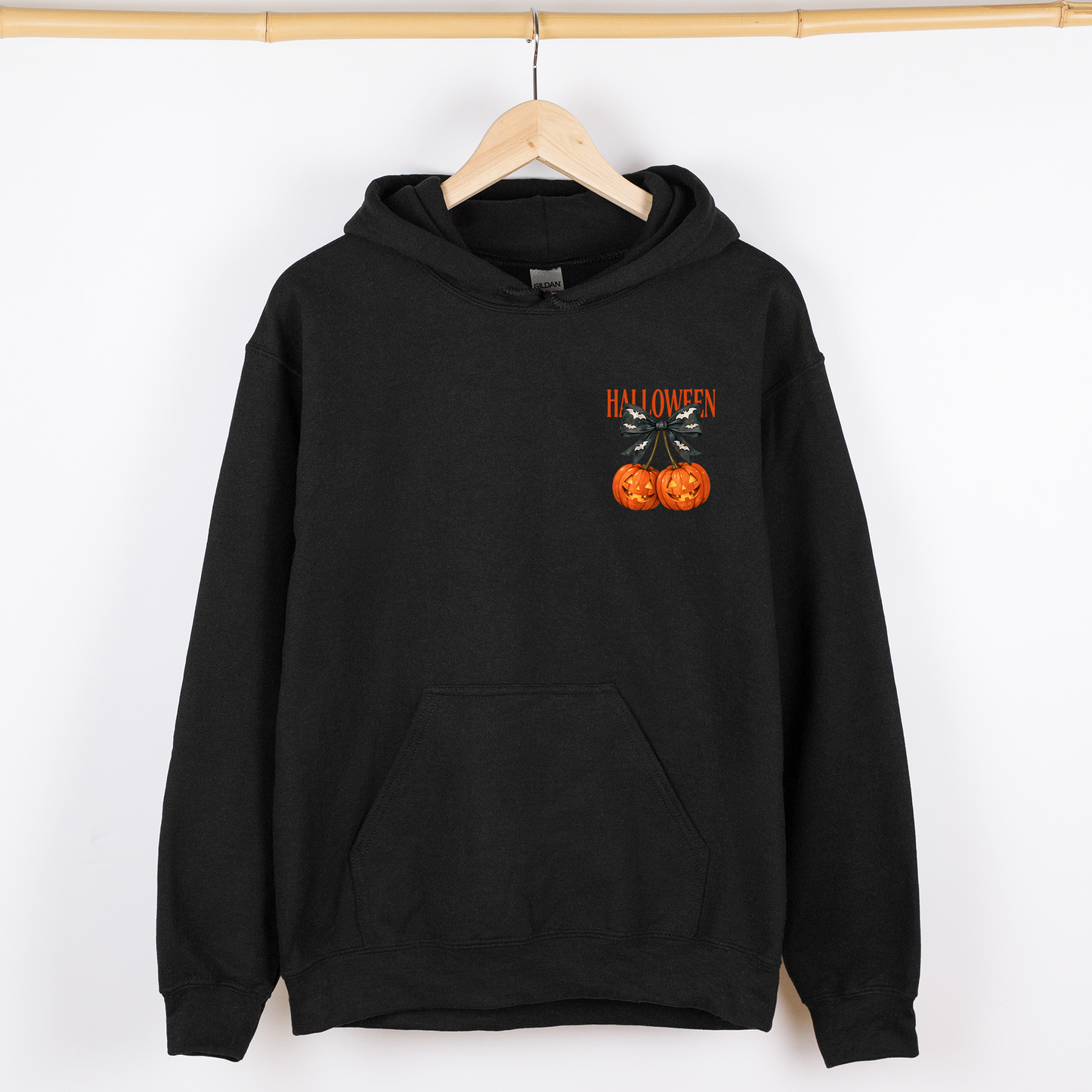 Halloween Jack-o-Lanterns, Cherry, Coquette, Cute, Adorable, Pocket, Graphic Hoodie, Hooded Sweatshirt