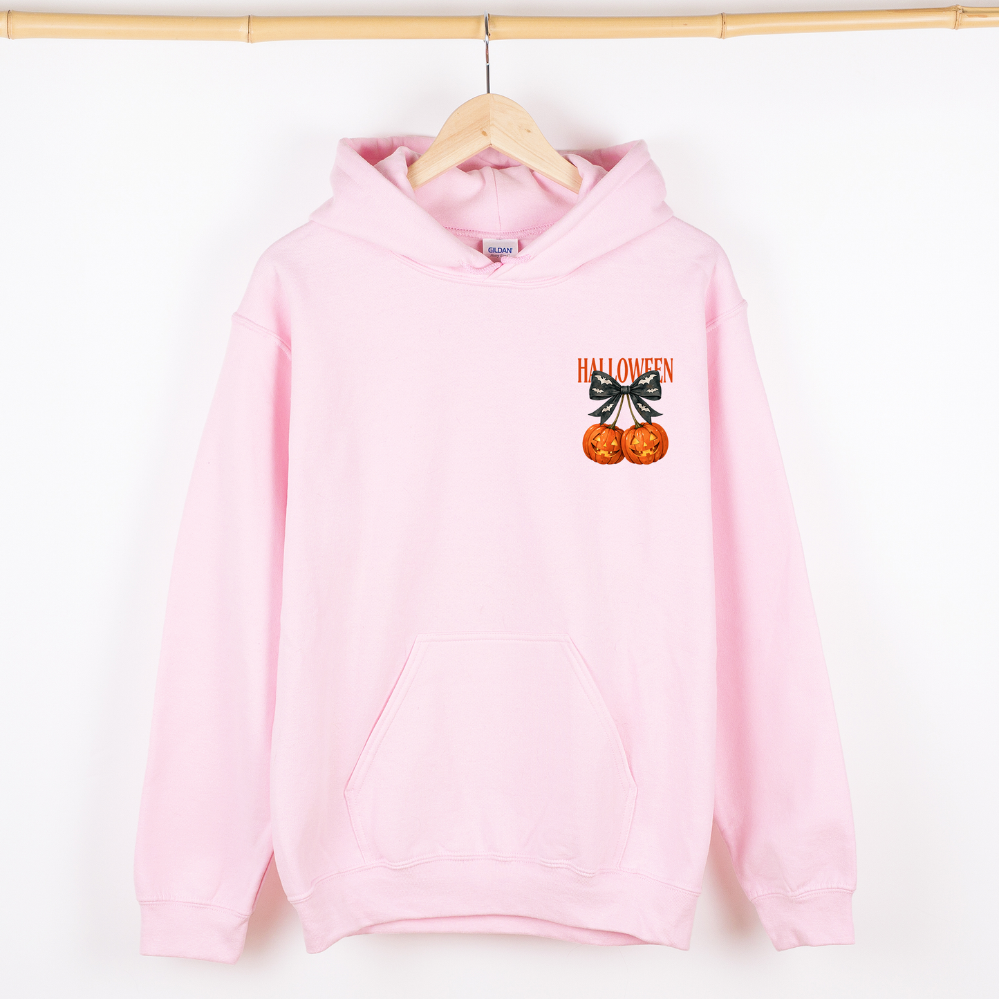 Halloween Jack-o-Lanterns, Cherry, Coquette, Cute, Adorable, Pocket, Graphic Hoodie, Hooded Sweatshirt